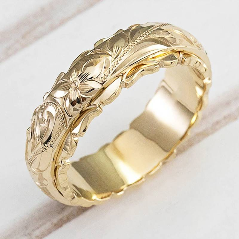 Vintage Ring with Golden Flowers