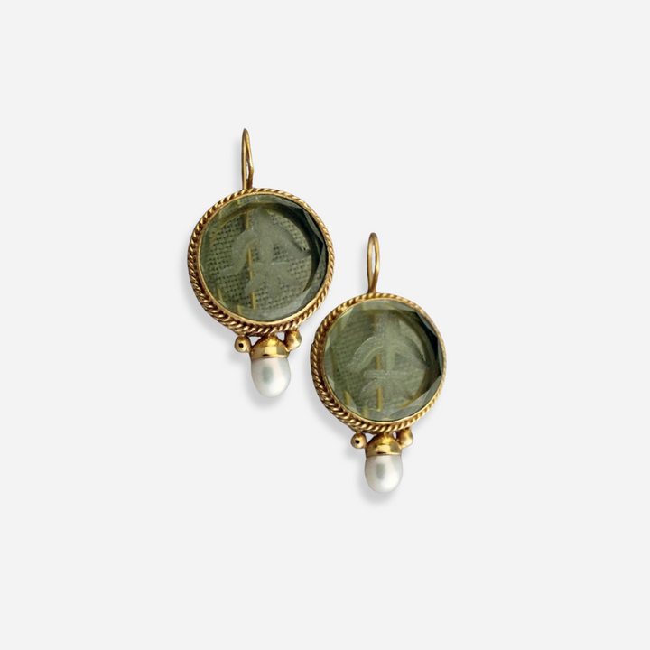 Vintage Green Stone Earrings